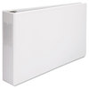 A Picture of product UNV-35424 Universal® Ledger-Size Round Ring Binder with Label Holder 3 Rings, 3" Capacity, 11 x 17, White
