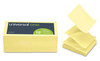 A Picture of product UNV-35664 Universal® Fan-Folded Self-Stick Pop-Up Note Pads 3" x Yellow, 100 Sheets/Pad, 12 Pads/Pack