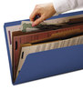 A Picture of product SMD-14077 Smead™ Six-Section Pressboard Top Tab Pocket-Style Classification Folders with SafeSHIELD® Coated Fasteners 6-Section Pocket 6 2 Dividers, Letter Size, Dark Blue, 10/BX