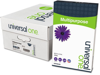 Universal One™ Multi Purpose Paper,  98 Brightness, 20lb, 8-1/2x14, Bright White, 5000 Shts/Ctn