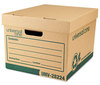 A Picture of product UNV-28224 Universal® Recycled Heavy-Duty Record Storage Box Letter/Legal Files, Kraft/Green, 12/Carton