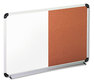 A Picture of product UNV-43743 Universal® Combination Dry Erase & Bulletin Board Cork/Dry Melamine, 36 x 24, Tan/White Surface, Gray/Black Aluminum/Plastic Frame
