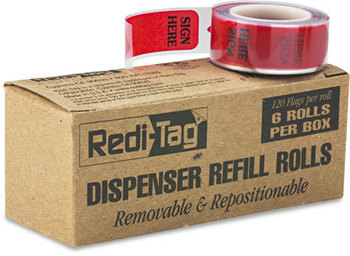 Redi-Tag® Dispenser Arrow Flags,  "Sign Here", 6 Rolls of 120 Flags/Box