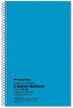 National® Three-Subject Wirebound Notebooks,  College Rule, 6 x 9 1/2, White, 150 Sheets