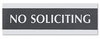A Picture of product USS-4758 Headline® Sign Century Series Office Sign,  NO SOLICITING, 9 x 3, Black/Silver