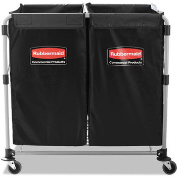 Rubbermaid® Commercial Collapsible X-Cart,  Steel, 2 to 4 Bushel Cart, 24 1/10w x 35 7/10d, Black/Silver