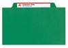 A Picture of product SMD-14097 Smead™ Eight-Section Colored Pressboard Top Tab Classification Folders with SafeSHIELD® Coated Fasteners Eight 3 Dividers, Letter Size, Green, 10/Box