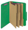 A Picture of product SMD-14097 Smead™ Eight-Section Colored Pressboard Top Tab Classification Folders with SafeSHIELD® Coated Fasteners Eight 3 Dividers, Letter Size, Green, 10/Box