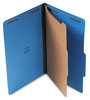 A Picture of product UNV-10211 Universal® Bright Colored Pressboard Classification Folders 2" Expansion, 1 Divider, 4 Fasteners, Legal Size, Cobalt Blue, 10/Box