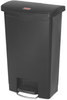 A Picture of product RCP-1883611 Rubbermaid® Commercial Slim Jim® Resin Front Step Style Step-On Container. 13 gal. Black.