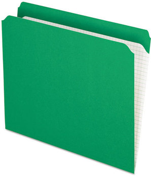 Pendaflex® Double-Ply Reinforced Top Tab Colored File Folders,  Straight Cut, Letter, Bright Green, 100/Box