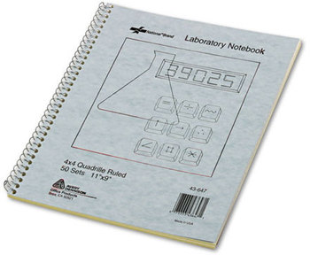 National® Duplicate Laboratory Notebooks,  Quadrille Rule, 9 x 11, White/Yellow, 100 Sheets