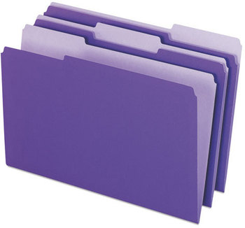 Pendaflex® Interior File Folders 1/3-Cut Tabs: Assorted, Legal Size, Violet, 100/Box