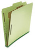 A Picture of product UNV-10251 Universal® Four-, Six- and Eight-Section Pressboard Classification Folders Four-Section 2" Expansion, 1 Divider, 4 Fasteners, Letter Size, Green Exterior, 10/Box