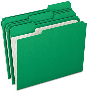 Pendaflex® Double-Ply Reinforced Top Tab Colored File Folders,  1/3 Cut, Letter, Green, 100/Box