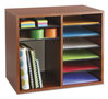 A Picture of product SAF-9420CY Safco® Wood Adjustable Organizer,  12 Sections, 19 5/8 x 11 7/8 x 16 1/8, Cherry