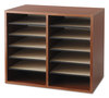 A Picture of product SAF-9420CY Safco® Wood Adjustable Organizer,  12 Sections, 19 5/8 x 11 7/8 x 16 1/8, Cherry