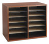 A Picture of product SAF-9420CY Safco® Wood Adjustable Organizer,  12 Sections, 19 5/8 x 11 7/8 x 16 1/8, Cherry