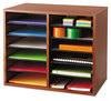 A Picture of product SAF-9420CY Safco® Wood Adjustable Organizer,  12 Sections, 19 5/8 x 11 7/8 x 16 1/8, Cherry