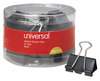 A Picture of product UNV-11124 Universal® Binder Clips with Storage Tub, Medium, Black/Silver, 24/Pack