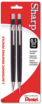 Pentel® Sharp™ Mechanical Pencil,  0.5 mm, Black Barrel, 2/Pack