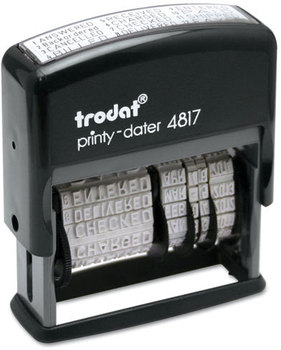 Trodat® Economy 12-Message Date Stamp,  Dater, Self-Inking, 2 x 3/8, Black
