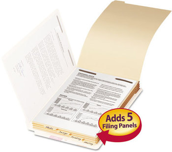 Smead™ Stackable Folder Dividers with Fasteners 1/5-Cut Bottom Tab, 1 Fastener, Legal Size, Manila, 4 Dividers/Set, 50 Sets