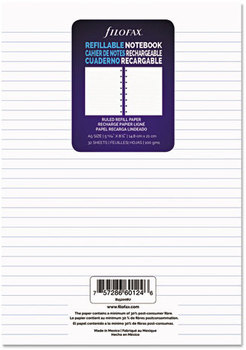 Filofax® Notebook Refills,  Ruled, 8 1/4 x 5 13/16, Cream, 32 Sheets/Pack