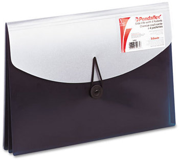 Pendaflex® Four-Pocket Poly Slide File,  Letter, Polypropylene, Blue/Silver