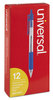 A Picture of product UNV-15531 Universal™ Comfort Grip® Clear Barrel Retractable Ballpoint Pen Medium 1 mm, Blue Ink, Clear/Blue Dozen