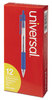 A Picture of product UNV-15531 Universal™ Comfort Grip® Clear Barrel Retractable Ballpoint Pen Medium 1 mm, Blue Ink, Clear/Blue Dozen