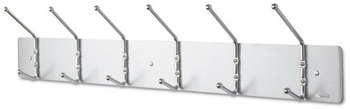 Safco® Coat Hooks Metal Wall Rack, Six Ball-Tipped Double-Hooks, 36w x 3.75d 7h, Satin