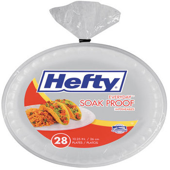 Hefty® Soak Proof Tableware,  Foam Plates, 10 1/4" dia, White, 28/Pack, 10 Packs/Case