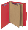 A Picture of product SMD-14031 Smead™ Six-Section Colored Pressboard Top Tab Classification Folders with SafeSHIELD® Coated Fasteners Six 2 Dividers, Letter Size, Bright Red, 10/Box