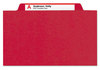 A Picture of product SMD-14031 Smead™ Six-Section Colored Pressboard Top Tab Classification Folders with SafeSHIELD® Coated Fasteners Six 2 Dividers, Letter Size, Bright Red, 10/Box