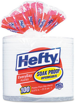 Hefty® Soak Proof Tableware,  Foam Plates, 8 7/8" dia, 100/Pack, 4 Packs/Case.