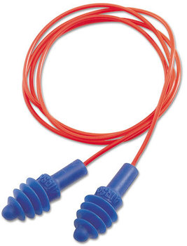 Howard Leight® by Honeywell AirSoft® Multiple-Use Earplugs,  27NRR, Red Polycord, Blue, 100/Box