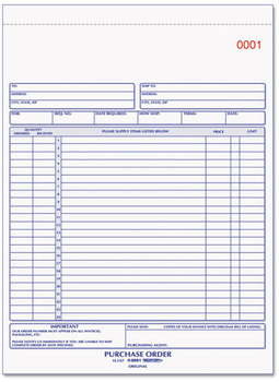 Rediform® Purchase Order Book,  8 1/2 x 11, Letter, Three-Part Carbonless, 50 Sets/Book