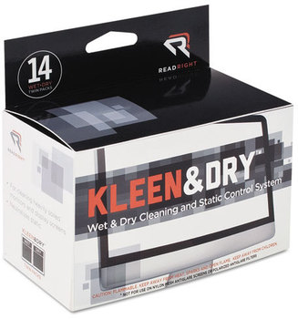 Read Right® Two Step Screen Kleen™ Wet and Dry Cleaning Wipes,  5 x 5, 14/Box