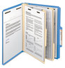 A Picture of product SMD-14001 Smead™ Colored Top Tab Classification Folders with SafeSHIELD® Coated Fasteners Six 2" Expansion, 2 Dividers, Letter Size, Blue Exterior, 10/Box