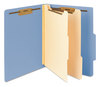 A Picture of product SMD-14001 Smead™ Colored Top Tab Classification Folders with SafeSHIELD® Coated Fasteners Six 2" Expansion, 2 Dividers, Letter Size, Blue Exterior, 10/Box