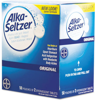 Alka-Seltzer® Antacid & Pain Relief Medicine,  Two-Pack, 50 Packs/Box