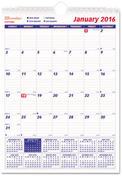 Brownline® Twin Wirebound Wall Calendar, One Month per Page Twin-Wirebound 8 x 11, White Sheets, 12-Month (Jan to Dec): 2024
