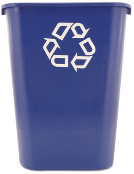 Rubbermaid® Commercial Deskside Recycling Container,  Rectangular, Plastic, 41.25qt, Blue