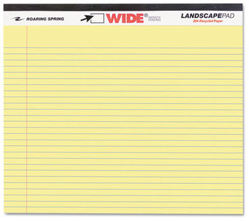 Roaring Spring® WIDE® Landscape Format Writing Pad,  College Ruled, 11 x 9-1/2, Canary, 40 Sheets