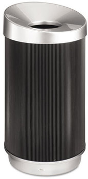 Safco® At-Your-Disposal® Vertex Receptacle,  Round, Polyethylene, 38gal, Black/Chrome