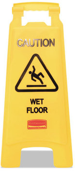 Rubbermaid® Commercial “Caution Wet Floor” Floor Sign, Plastic, 11 x 1 1/2 x 26, Bright Yellow