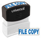 A Picture of product UNV-10104 Universal® Pre-Inked One-Color Stamp Message FILE COPY, Blue