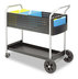 A Picture of product SAF-5239BL Safco® Scoot™ Mail Cart Dual-Purpose and Filing Metal, 1 Shelf, 2 Bins, 22.5" x 39.5" 40.75", Black/Silver
