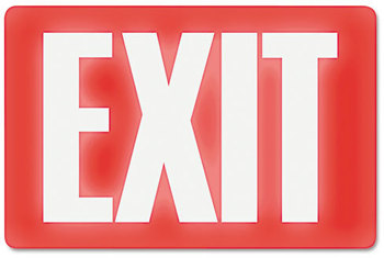 Headline® Sign Glow in the Dark Sign,  8 x 12, Red Glow, Exit